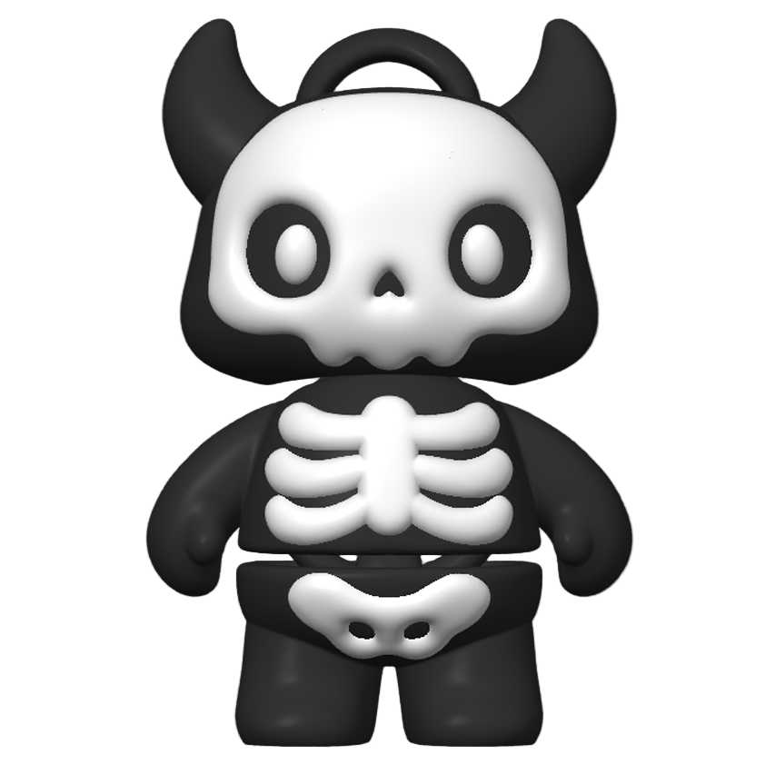 Flexi Halloween Skellies Keychain in Black