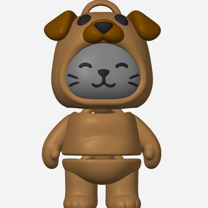 Flexi Halloween Cat in Dog Costume Keychain