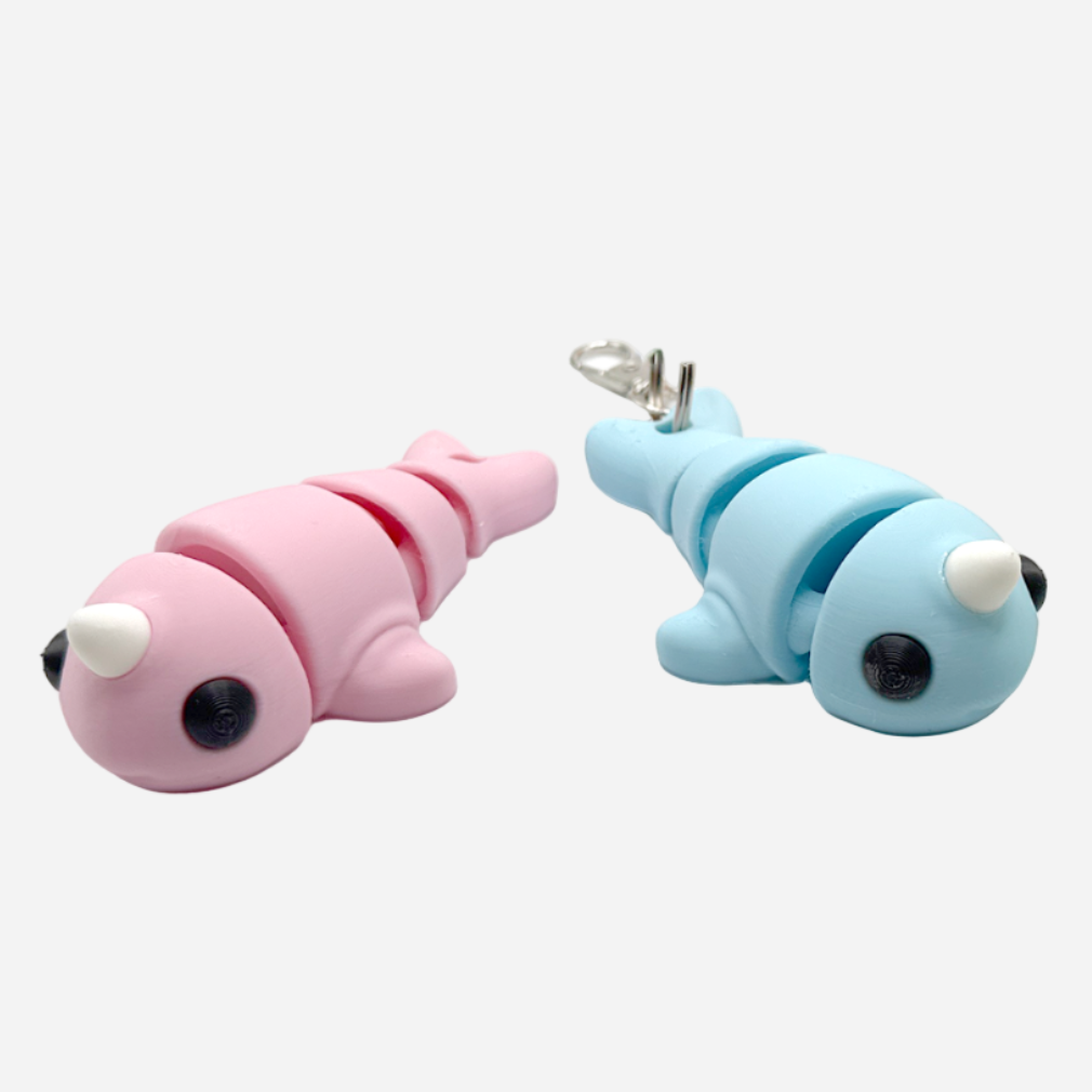 Flexi Narwal Keychain or Toy 3D printed