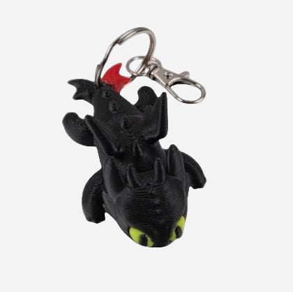 Flexi Black Dragon Fidget Toy Keychain