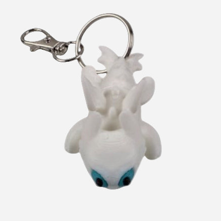 Flexi White Dragon Fidget Toy Keychain