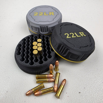 22 LR Mini Ammo Storage Case Container 55 Rounds with Screw On Lid - 2 Pack