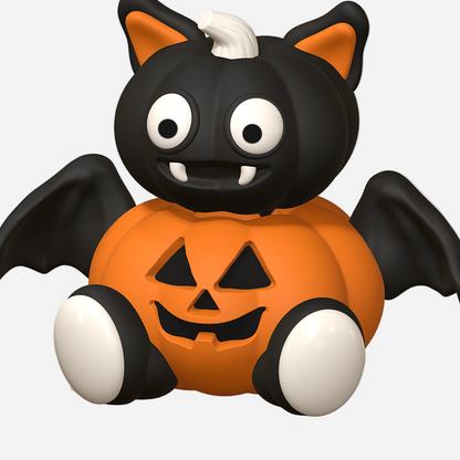 Flexi Halloween Pumpkin Bat Keychain