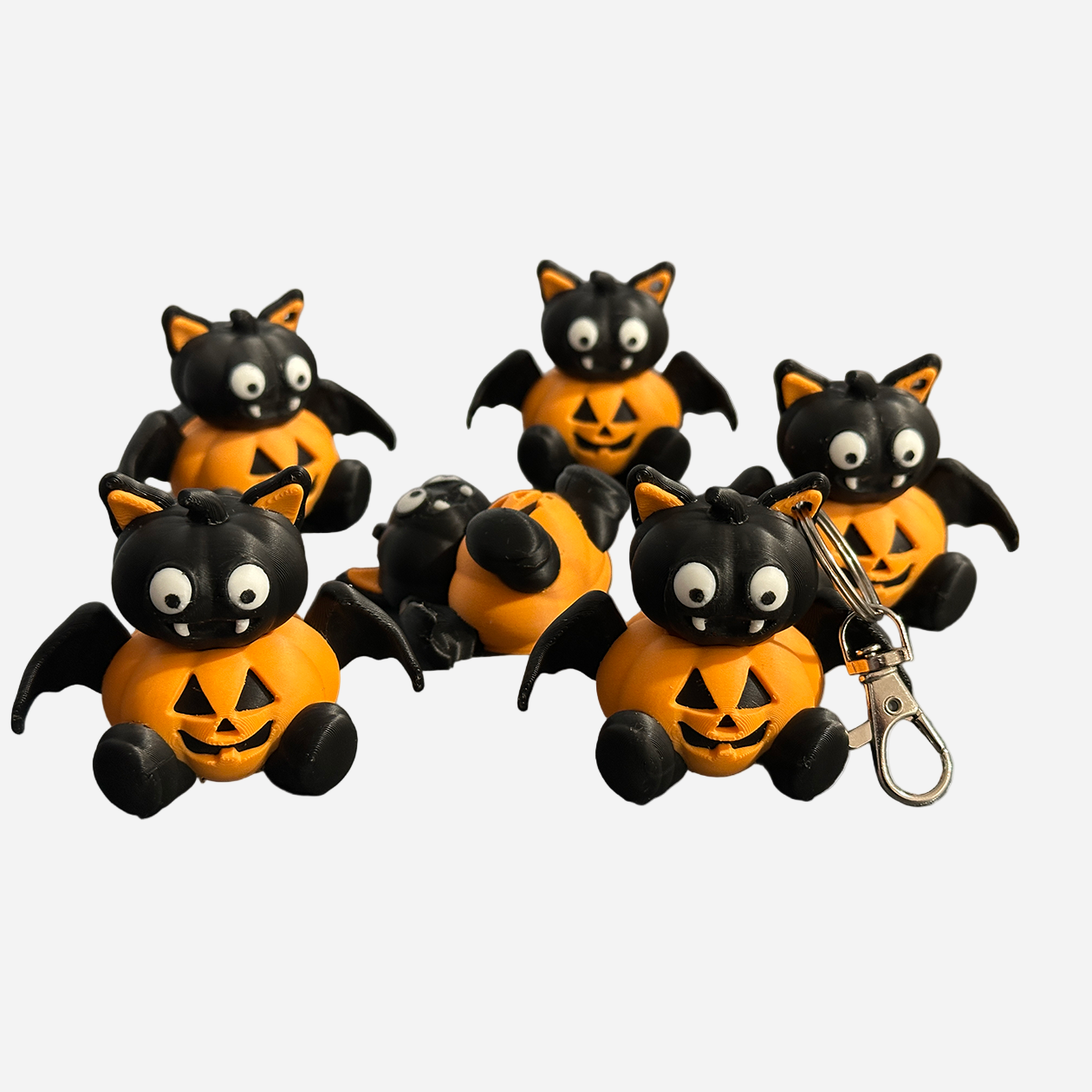Flexi Halloween Pumpkin Bat Keychain