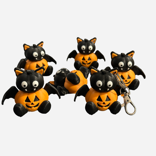 Flexi Halloween Pumpkin Bat Keychain