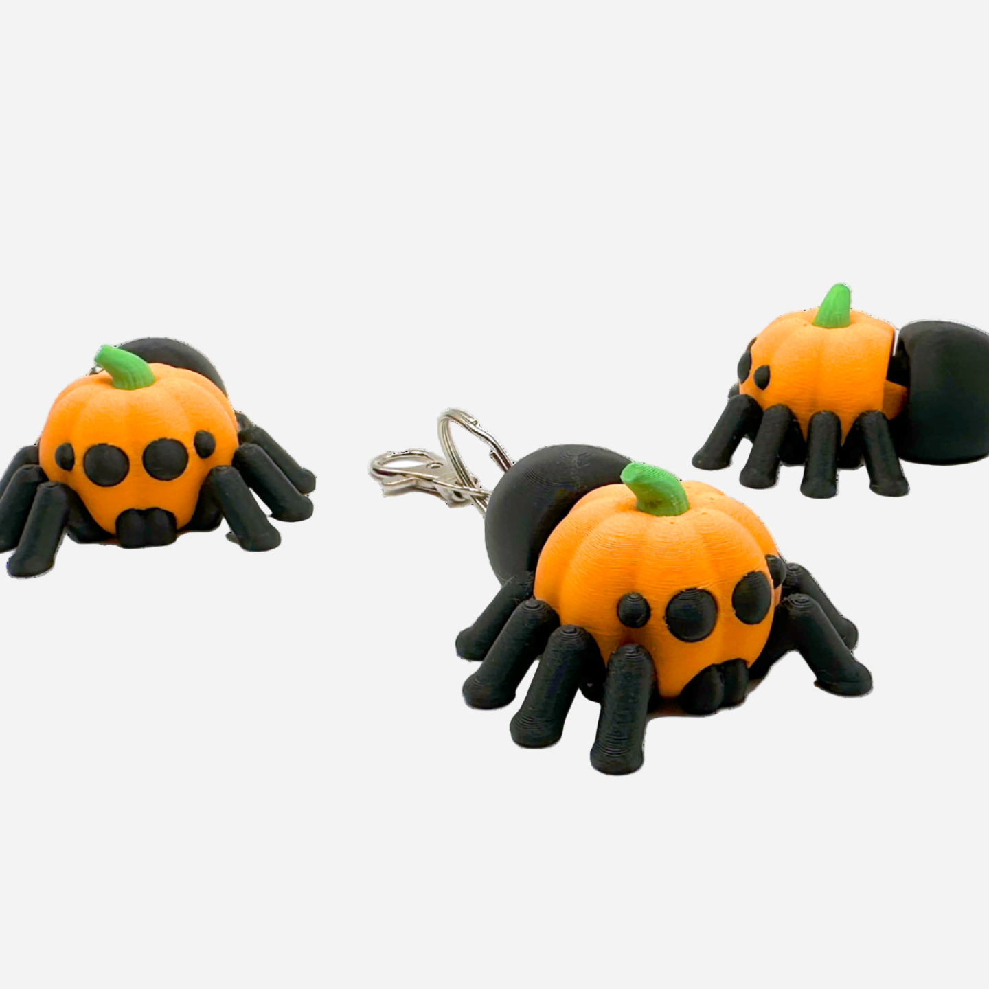 Flexi Halloween  Pumpkin Spider Keychain