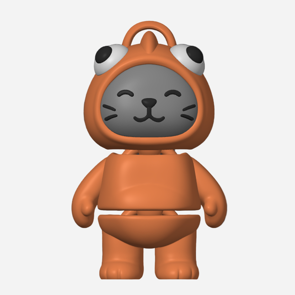 Flexi Halloween Cat in Gold Fish Costume Keychain