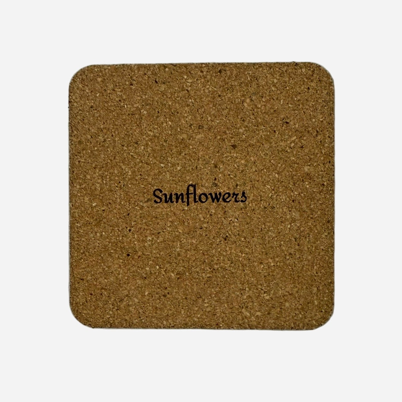 Floral Square Cork Coasters 8 Piece Set with Black Holder