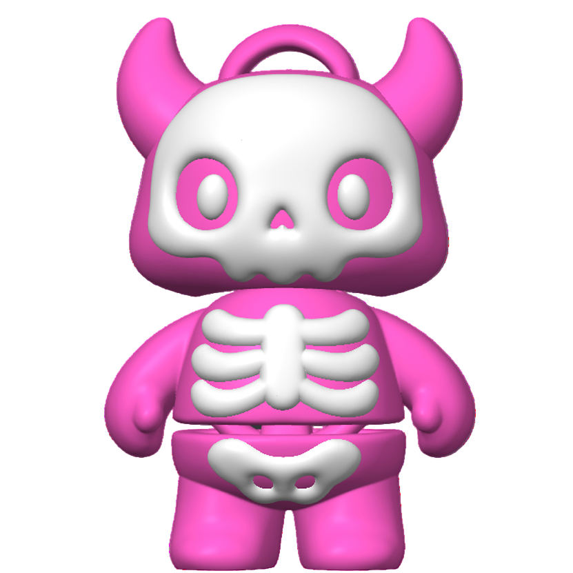 Flexi Halloween Skellies Keychain in Pink