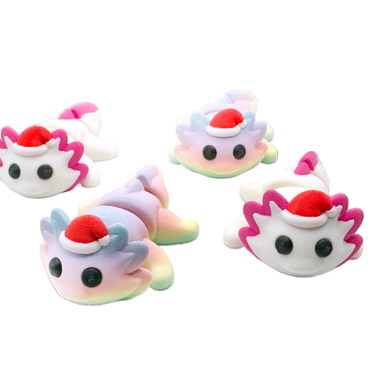 Flexi Christmas Santa Hat Axolotl Keychain