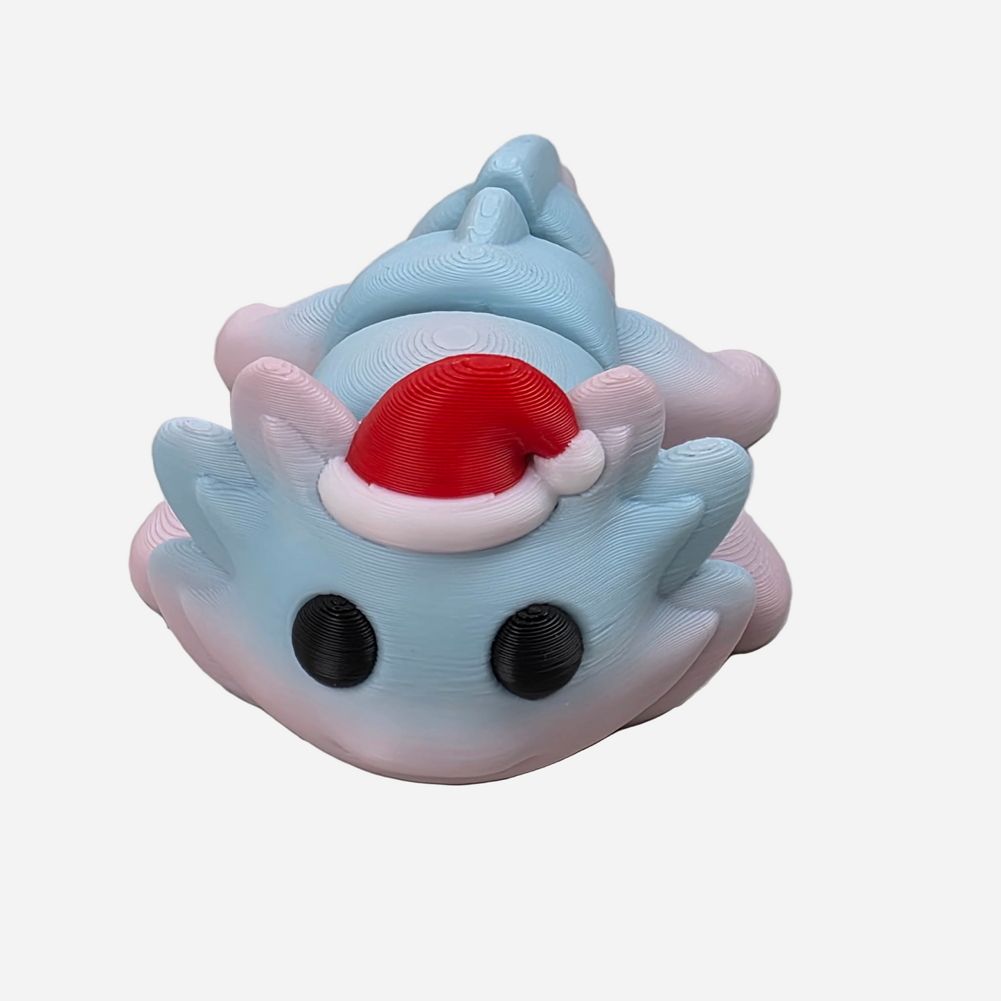 Flexi Christmas Axolotl With Santa Hat 3D printed Toy GR8 Stocking Stuffer