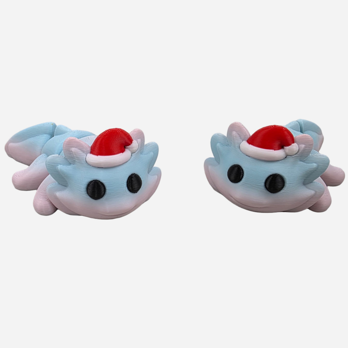 Flexi Christmas Axolotl With Santa Hat 3D printed Toy GR8 Stocking Stuffer