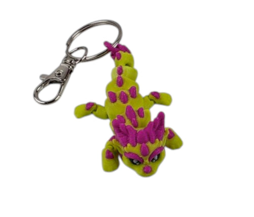 Flexi Neon Green and Pink Dragon Keychain