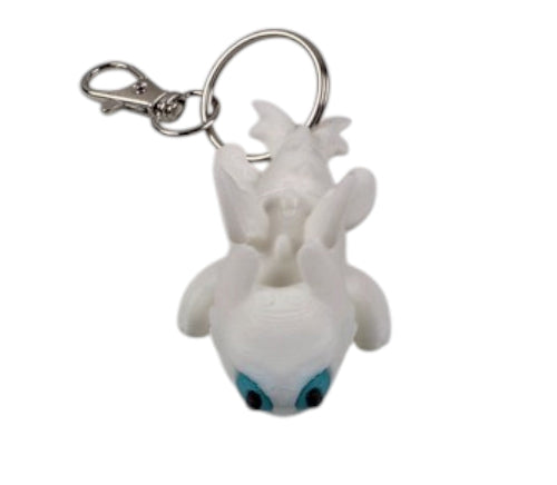 Flexi White Dragon Fidget Toy Keychain